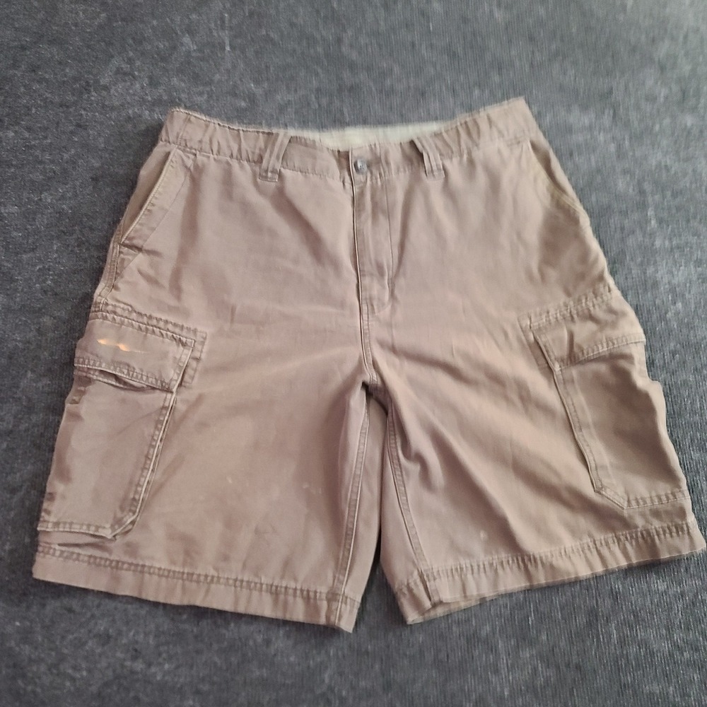 Old Navy Men Shorts‎ 36 Brown 100% Cotton Straight Cargo Pockets Stains